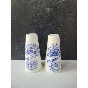 Vintage Salt And Pepper Shakers Souvenir Of Plymouth Massachusetts